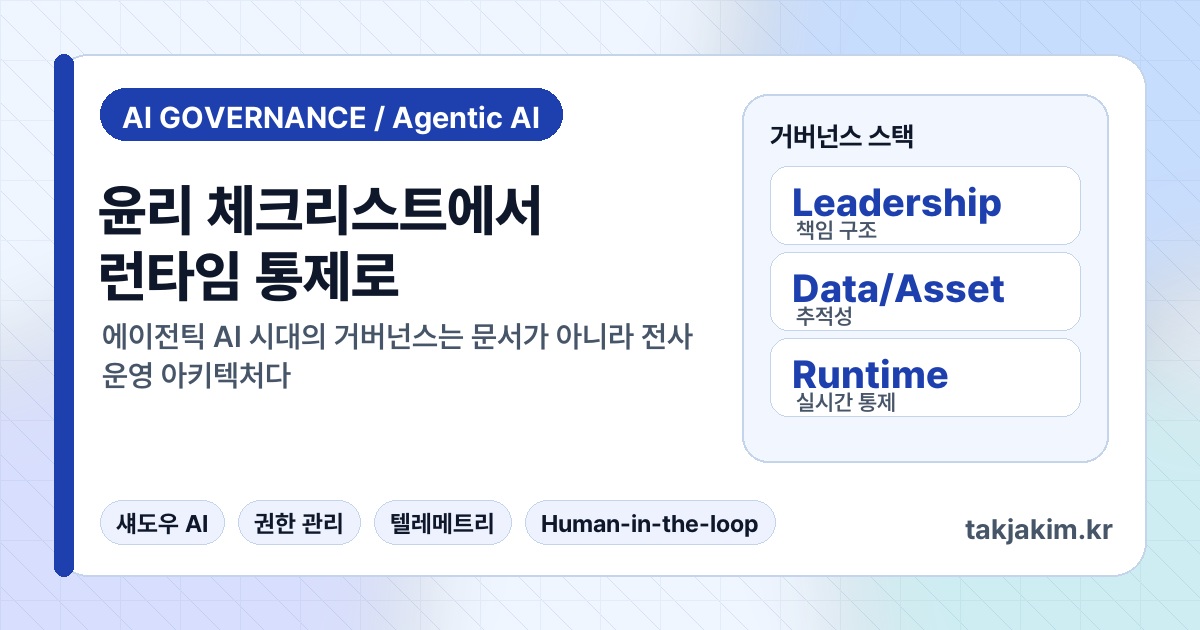 에이전틱 AI 거버넌스와 런타임 통제 SEO 커버 이미지