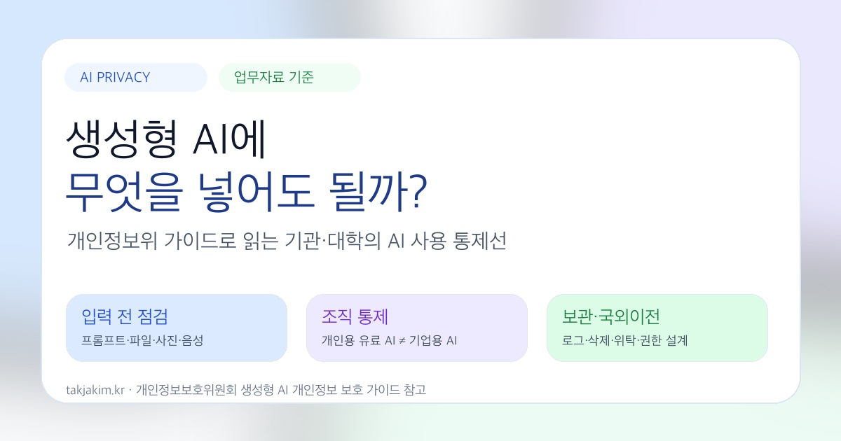 생성형 AI 개인정보 보호 가이드와 업무자료 입력 기준 SEO 이미지