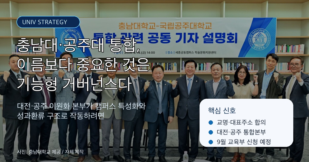 충남대와 국립공주대 통합 합의를 대학전략 관점에서 해석한 커버 이미지