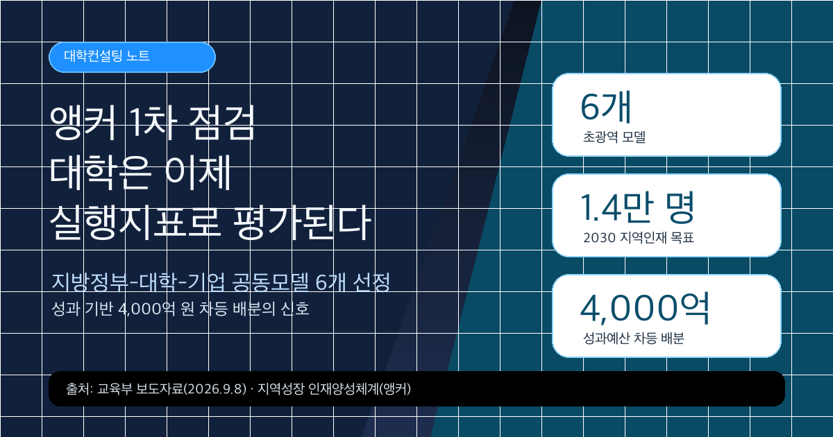 앵커 1차 점검과 성과예산 차등 배분을 설명하는 대학전략 커버 이미지