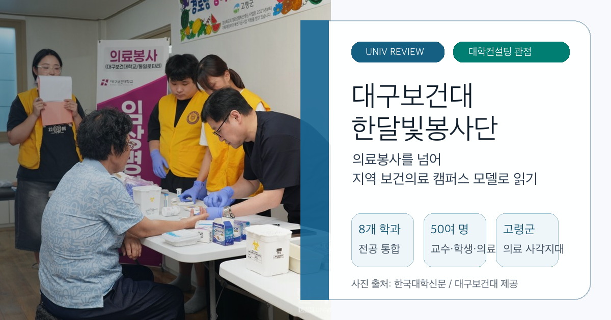 대구보건대 한달빛봉사단 글로컬 보건의료 대학전략 SEO 이미지