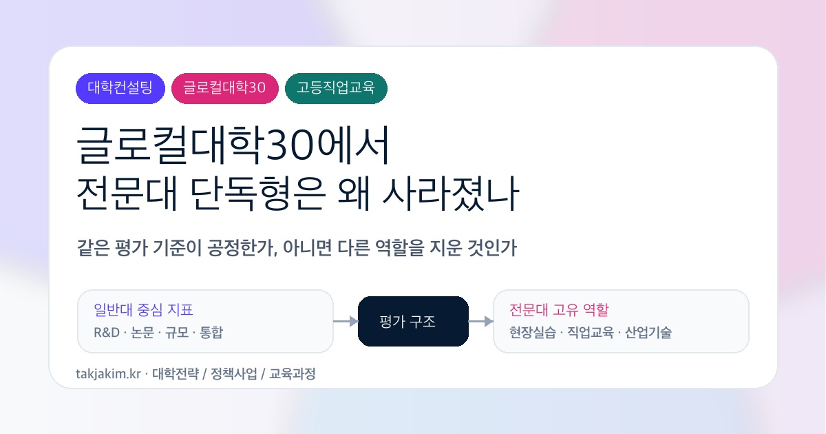 글로컬대학30에서 전문대 단독형은 왜 사라졌나 SEO 커버 이미지