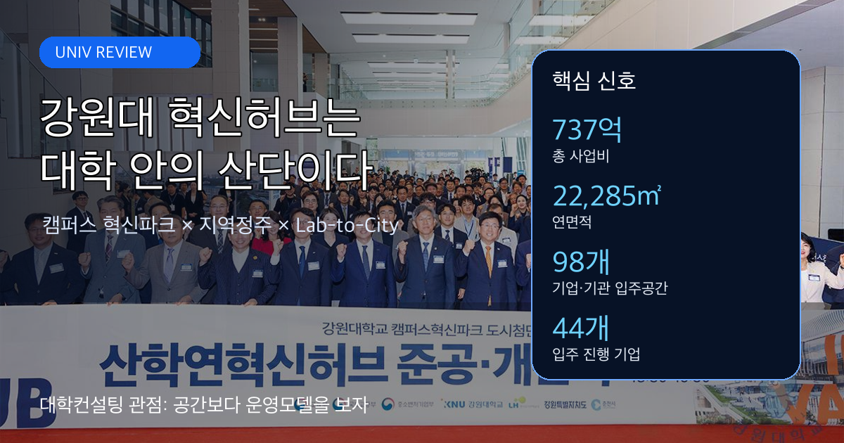 강원대 캠퍼스 혁신파크 산학연혁신허브를 설명하는 대학전략 커버 이미지