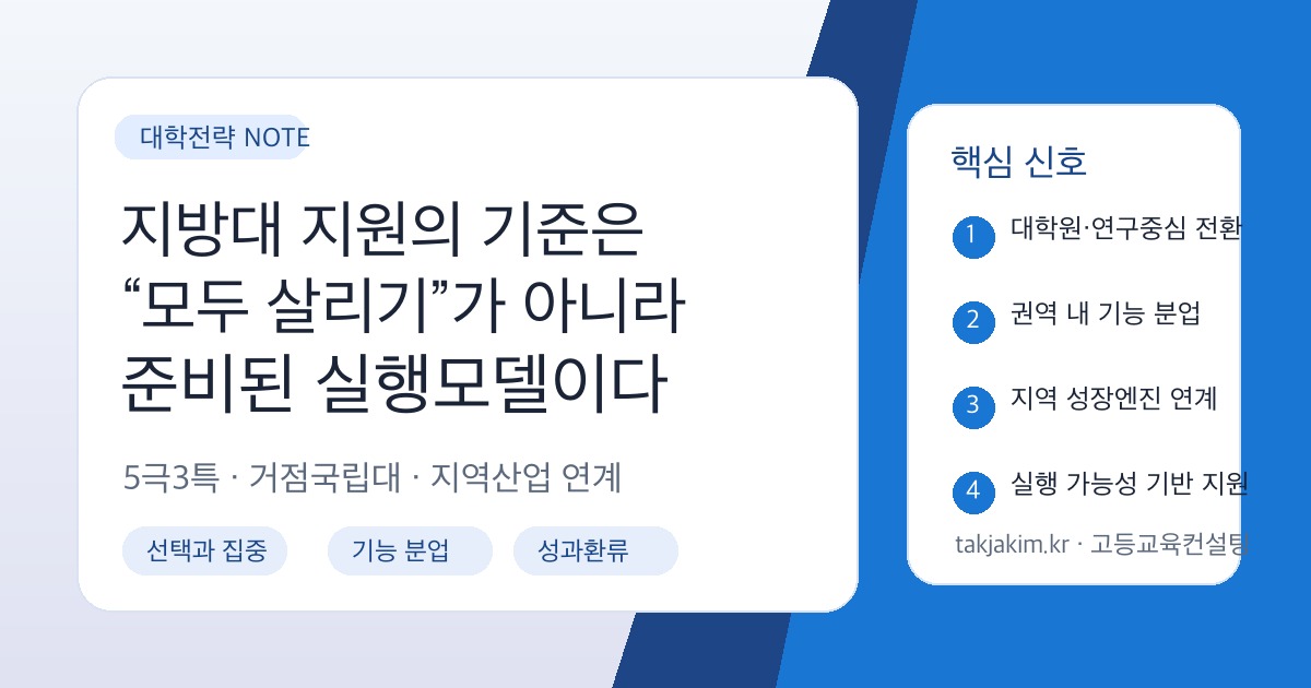 지방대 지원과 거점국립대 특화 전략 SEO 이미지