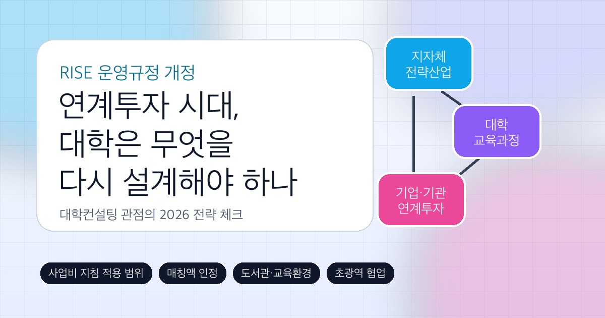 RISE 운영규정 개정과 연계투자 시대 대학전략 SEO 커버 이미지