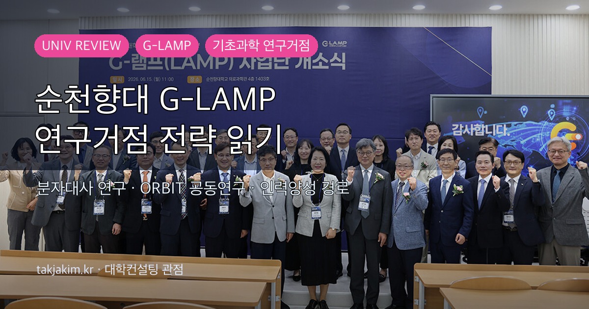 순천향대학교 G-LAMP 사업단 개소 보도 이미지 기반 연구거점 전략 SEO 커버 이미지